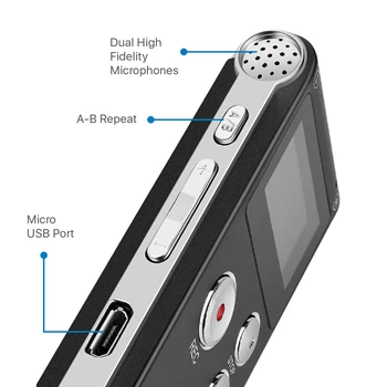 Gravador de Voz Digital (8GB) Built-in Microfone alto-Falante Gravadores Digitais de Voz para a Classe de Palestras Reuniões