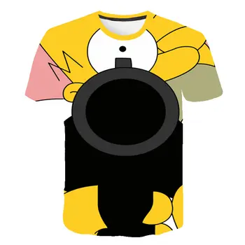 Os homens T-Shirt Engraçada Homer Simpson E seu Filho Impressos em 3D Calções, T-shirt de Manga Moda Casual Topos & Tees Marca de Roupas Unissex