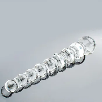 De vidro longa anal esferas de cristal Transparente de Vidro Vibrador Plug Anal feminino, Masturbação, ponto g estimular galss bolas de adultos brinquedos sexuais