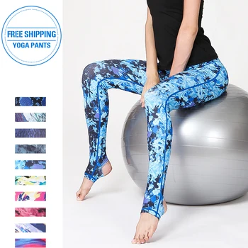 2020 Execução de Fitness Yoga Calças de Treino das Mulheres Imprimir Leggings Formação Elástico Longo Meias Calças para Dançar Barriga de Controle