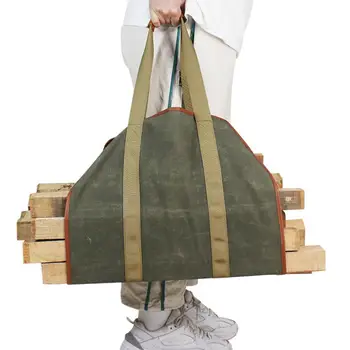 Galeria de Lona de Lenha e de Madeira, saco de Portador de Registo de Acampamento ao ar livre Titular Levar saco de armazenamento de Madeira Saco de Lona para Ferramentas Exteriores