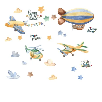 Dos Desenhos Animados Etiqueta Da Parede Do Quarto De Crianças De Decoração De Casa De Avião Parede Do Quarto Decoração De Estética Auto-Adesivo De Parede