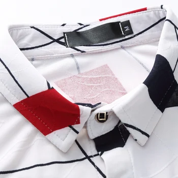 Irmão Wang Verão de Homens de Camisa Casual de Moda Geométrica de Impressão Slim Trecho Camisa de Marca Negócios de Lazer de Grande Tamanho de Roupas