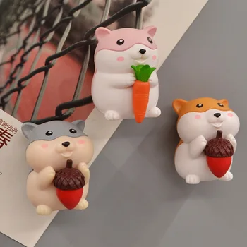 Cartoon Hamster Refrigerador Magnético Adesivos Criativos Decoração Cozinha Ímã Magnético Adesivos Tridimensionais Crianças