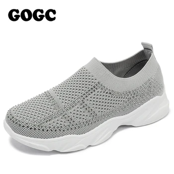 GOGC Mulheres Sapatas Ocasionais de Moda Respirável Curta de Malha Plana Sapatos de Mulher Tênis Branco Mulheres 2019 Tenis Sapatos G699
