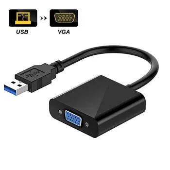 USB 3.0, VGA, USB Adaptador de Vídeo VGA Placa Gráfica de Visualização Externa Cabo Adaptador para Windows PC Portátil