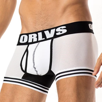 ORLVS Melhor Marca de Venda mais Recente Malha Underwear homens Boxer Modal Homens Sexy Men Boxer Ventilar Plus Size Boxers Homens OR599