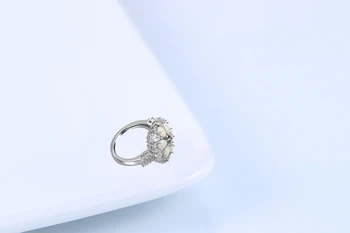 Melhor Presente para o Amigo jóia da Flor para as mulheres Belas Verde de fogo Opala banhado a prata Anéis estampadas EUA tamanho #6#9#7#8 OR601