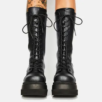 DORATASIA na venda de marcas de luxo feminino botas de plataforma fatias de espessura inferior mulheres botas outono inverno punk legal sapatos de mulher
