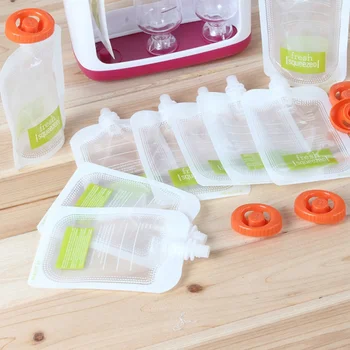 Reutilizáveis Squeeze Alimentos Bolsa de Armazenamento de Plástico DIY Comida para Bebé Bolsa Smoothie Squeeze Sacolas Reutilizável Fresco Saco de Armazenamento Com Tampa
