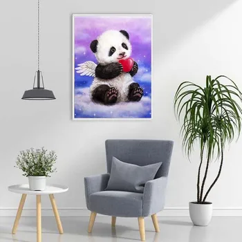 DIY 5D Diamante de Pintar desenhos animados do Panda Bordado de Diamante de Rodada Completa da Broca de Animais em Ponto Cruz Mosaico Manual a Arte de Presente a Decoração Home
