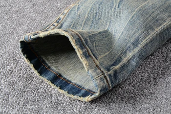 Design Vintage Jeans masculinos de Alta Qualidade Retro Lavado Clássico Jeans Homens Botões de Calças Pouco Elástico de Ajuste Fino de Marca de Jeans homme