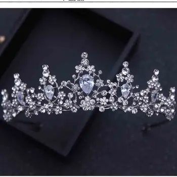Casamento Nupcial Tiara de Coroa Claro Zircão Strass Cristal Mulheres de Trajes de Noivas de Diadema Concurso de Festa de Coroas da tiara de noiva