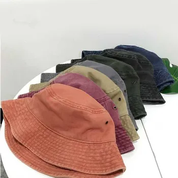 Balde de chapéus lavado algodão cor sólida, unissex, Mulheres de chapéu de hip pop Pescador Caps exterior moda desighed round top dobrável chapéus