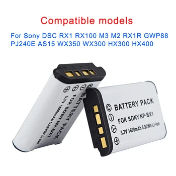 Venda quente 1pc 1600mAh NP-BX1 NP BX1 Bateria para Sony DSC-RX1 RX100 M3 M2 RX1R GWP88 PJ240E AS15 WX350 WX300 HX300 HX400