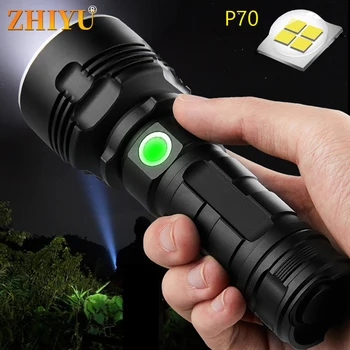 Super Poderoso XHP70 Lanterna LED XM-L2 Exterior LightingTactical Tocha Recarregável USB Waterproof a Lâmpada Ultra Brilhante Lanterna