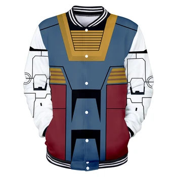 GUNDAM Personagem de Terno 3D Baseball Jackets Mulheres/Moda masculina de Manga Longa Jaqueta de Cosplay Casual Streetwear Moda, Estilo de Roupas