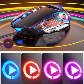 Profissional com Fio Mouse para Jogos em Silêncio Mouse Gamer Colorido Mouses Ópticos Ratos Para PC Portátil