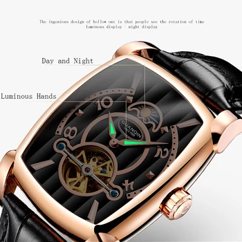 GUANQIN 2020 Homens do Relógio Turbilhão Automático Praça impermeável de negócios Relógio Marca de Luxo Relógios Mecânicos Relógio Masculino