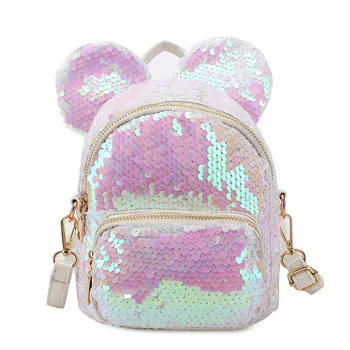 Dos desenhos animados de Disney do Mickey Mouse crianças Lantejoula mochila menina dom senhora portátil bolsa de bebê Mini saco de ombro