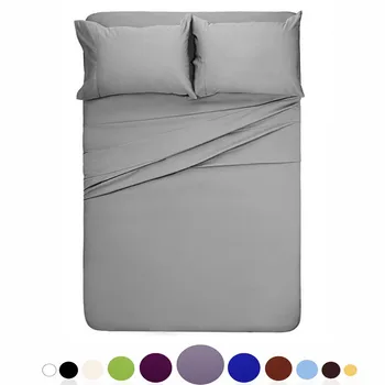 O lençol da cama Conjunto Escovado roupa de Cama de Microfibra de 3 ou 4 peças de Folha Plana Equipada lençol e Fronha Twin Completo, Rainha, Rei de Cal Parentes