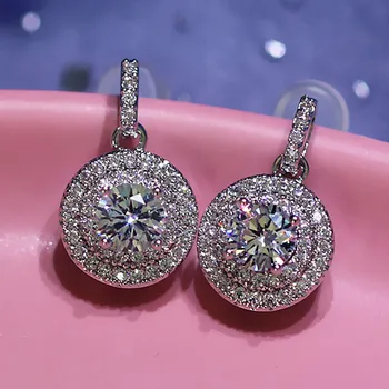 Luxo bling diamantes dangle brincos para mulheres Rosas de ouro branco cor pendientes mujer brinco jóias Ins bijoux bague presente