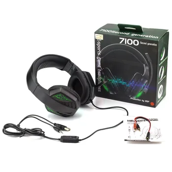 Legal de Moda Fone de ouvido 7100 360° Fone de ouvido para Jogos de PC Através de ouvido com Isolamento de Ruído LED Ouvido-Copa do Fone de ouvido Estéreo