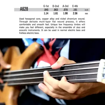 Alice Fretless Bass Seqüência Completa do Conjunto de 4 peças de Baixo Elétrico Guitarra de Acessórios de Peças de Concerto de Cordas A628