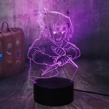 Naruto Uchiha Sasuke do Anime Figura 3D da Noite do DIODO emissor de Luz do USB Remoto RGB Lâmpada de Mesa Bebê Crianças de Aniversário, de Natal lâmpada Decoração do Quarto