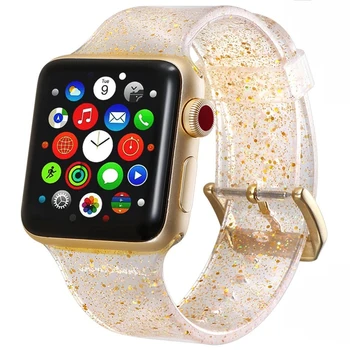 Pulseira de Silicone para apple faixa de relógio 5/4/3/2 iwatch banda 44mm relógio do esporte correa 38 mm 42mm apple assistir série 5 Glitter Pulseira
