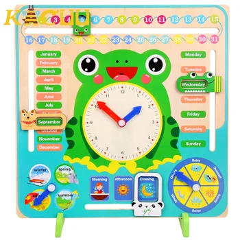 Montessori Brinquedos De Madeira Bebê Tempo Calendário Da Temporada De Hora Do Relógio De Cognição Quebra-Cabeça De Educação Pré-Escolar Ensino Aids Brinquedos Para Crianças