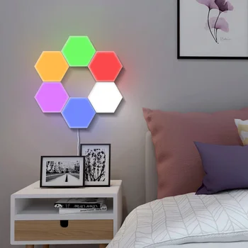 Colorido DIY Quantum de Luz Sensível ao Toque, Sensor da Lâmpada Noite Modular Hexagonal LED Magnético Luzes da Lâmpada de Parede Novidade Decoração