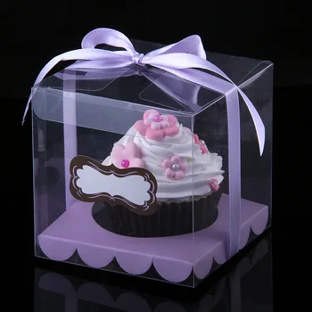 12PCS/MUITO Transparente Cupcake Limpar Caixa de Bolo de Caixa Com Etiqueta E Inserir Casamento Cupcake Caixa de Babyshow Festa Bolo de Xícara Caixas