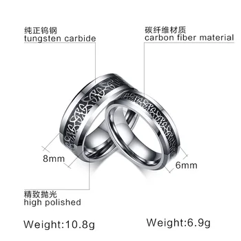 SUNNERLEES a Jóia de Aço Inoxidável, Anéis Casal de Carboneto de Tungstênio de Fibra de Carbono Homens Mulheres Amante TCR-029