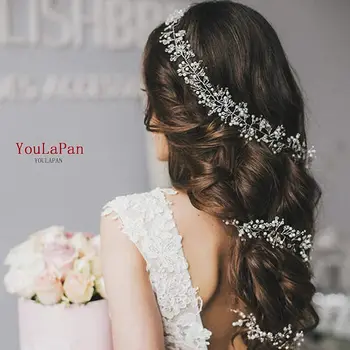 TOPQUEEN HP120-S do Cabelo do Casamento Vinha de Noiva acessório de cabelo de Noiva Capacete Artesanal Pérolas e Frisados de Cristal Cor de Prata