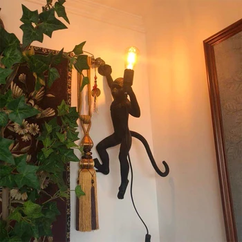 Suspensão Pingente de Luz Para a Sala de Estudo Sala de Luzes Led Macaco Lâmpadas de Parede de Arte do Salão de brilho Com E27 Conduziu o Bulbo de Decoração de Casa