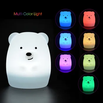 Urso Cão Macaco Fox Noite do DIODO emissor de Luz do Sensor de Toque do Controle Remoto RGB Timer USB Recarregável de Silicone Animal Lâmpada para Crianças