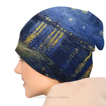 Noite Estrelada Sobre O Ródano Bonnet Homme Inverno Quente Chapéu De Malha, De Vincent Van Gogh, Pintor Skullies Beanies Caps Para Homens Mulheres