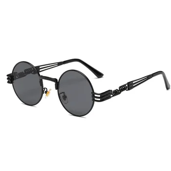Steampunk gótico Óculos de Homens, Mulheres invólucro metálico Óculos Redondo Tons de Marca, o Designer de óculos de Sol com Espelho de Alta Qualidade UV400