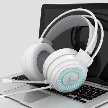 Fones de ouvido para jogos Gamer Fones de ouvido o Som Surround Estéreo de Fones de ouvido com Fio Microfone USB Coloridos de Luz do PC Portátil Jogo de Cabeça