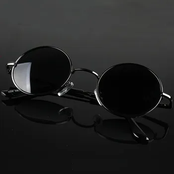 JAXIN Retro Polarizada Óculos Redondos Homens de Preto clássico Óculos de Sol das Mulheres da marca de design de viagem armação de metal óculos de proteção UV400 okulary