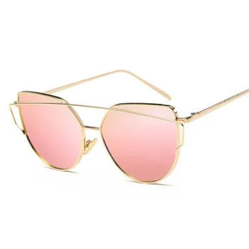 RBRARE cor-de-Rosa Óculos estilo Olho de Gato Mulheres do Vintage Metal Reflexivo de Óculos Para Mulheres Marca Designer Retrô Espelho Oculos De Sol