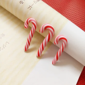50Pcs Vermelho E Branco Artesanal de Doces de Natal de Cana-de-Kawaii de Alimentos em Miniatura Casa de bonecas Decoração de Casa