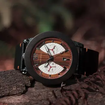 BOBO PÁSSARO de Madeira Relógios Mens 2020 Madeira de Quartzo Relógios de pulso Cronógrafo relógio masculino Auto Data reloj hombre Em Caixa de Madeira