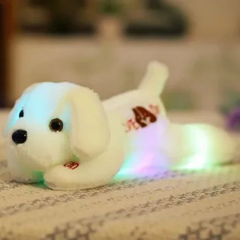 35CM Brilhando Luminoso Cão de Pelúcia Animais Bonecas Brinquedos de Pelúcia Crianças de Iluminação Kawaii Apaziguar Bebê, Brinquedos Para Crianças