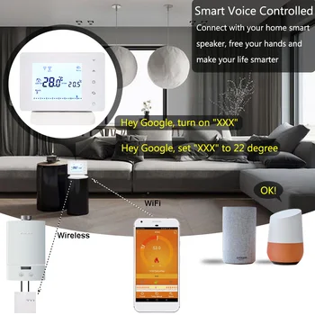 Beok sem Fio wi-Fi Smart Termostato para a Caldeira de Gás Atuador Quarto Controlador de Temperatura Funciona com o Google Home Alexa Alimentado por USB