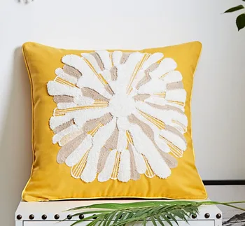 Nordic simples luz de luxo bordado sofá quadrado almofada sala de estar decoração bordado de almofadas shell