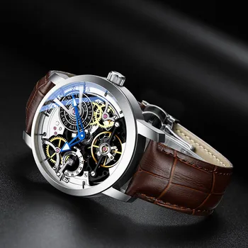 Marca de topo do relógio Original automática tourbillon relógios de pulso dos homens montre homme mecânico, piloto de moda water diver Esqueleto 2019