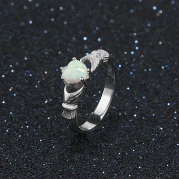 Moda Jóias De Prata 925 Coração Romântico Opala Anéis Para As Mulheres De Luxo Envolvimento De Jóias De Casamento Presentes