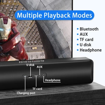 LED Altavoces o Orador de Bluetooth Relógio Despertador Caixa De Som Amplificada Radio FM de Barra de TV Home Theatre System Subwoofer alto-Falantes